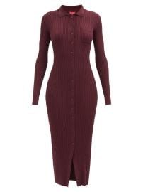 Burgundy Napa buttoned ribbed-knit dress  Staud  FASHION US at Matches