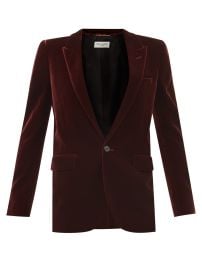 Burgundy Peak-lapel velvet jacket  Saint Laurent  FASHION US at Matches