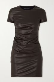 Burgundy Ruched recycled faux leather mini dress HELMUT LANG NET-A-PORTER at Net a Porter