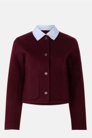 Burgundy Striped Collar Jacket by Claudie Pierlot Rent the Runway at Rent the Runway