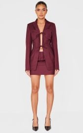 Burgundy Tailored Woven Pocket Detail Low Rise Micro Mini Skirt PrettyLittleThing USA at Pretty Little Thing