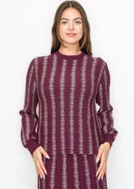 Burgundy Top with Shimmering Stripe Details Modest Women Clothing - YAL New York at YAL