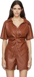 Burgundy Vegan Thora Short Sleeve Shirt by Nanushka on Sale at ssense