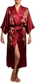 Burgundy With Sakura Bloom Luxurious Silk Dressing Gown at Amazon