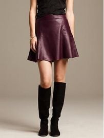 Burgundy leather skirt at Banana Republic