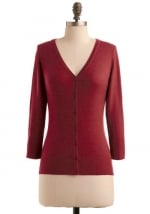 Burgundy rust colored cardigan at Modcloth