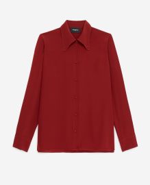 Burgundy silk shirt with buttoned collar The Kooples at The Kooples