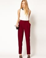 Burgundy trousers like Robins at Asos