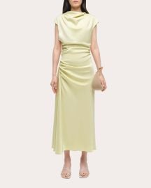 Burke Satin Draped Midi Dress at Olivela