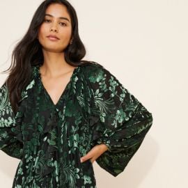 Burnout Velvet Balloon-Sleeve Mini Dress Nuuly at Nuuly