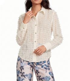 Buru Textured Contrast Collar Button Down at Dillards