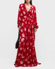 Busayo Ini Cinched Ruffle Maxi Dress at Neiman Marcus