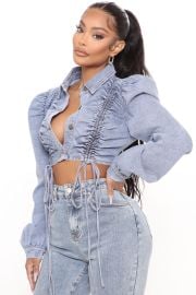 Bust A Move Ruched Denim Jacket - Medium Wash Jackets  Coats at Fashion Nova