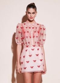 Butterfly Embroidered Pintuck Blouse at Fleur du Mal