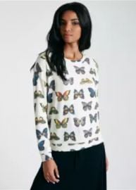 Butterfly Print Long Sleeve Brushed Knit Pullover by Wet Seal at Wetseal