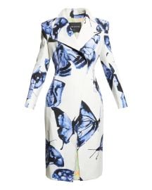 Butterfly-Print Strong-Shoulder Coat at Neiman Marcus