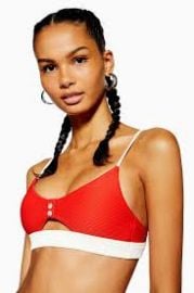 Button Bikini Top with Cutout at Topshop