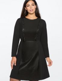 Button Detail Faux Leather Dress by Eloquii at Eloquii