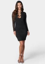 Button Detail Mesh Midi Dress bebe at Bebe