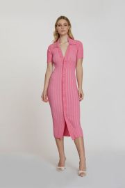 Button Down Knit Midi Final Sale - Pink BY JOHNNY at By Johnny