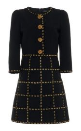 Button-Embellished Check-Detailed Crepe Mini Dress at Moda Operandi