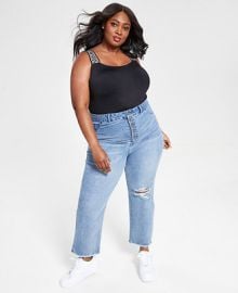 Button Fly Distressed Boyfriend Jeans by Nina Parker at Macys