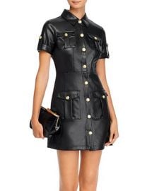 Button-Front Faux-Leather Mini Dress by Aqua at Bloomingdales