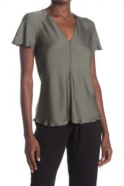 Button Front Flutter Sleeve Top by Theory at Nordstrom Rack