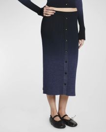 Button-Front Gradient Knit Midi Skirt at Neiman Marcus