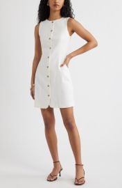 Button Front Linen Blend Dress at Nordstrom