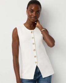 Button Front Longline Sweater Vest White House Black Market at White House Black Market