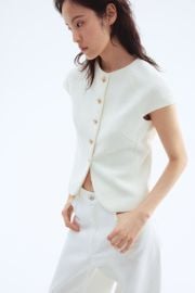 Button-Front Top - White - Ladies HampM US at H&M