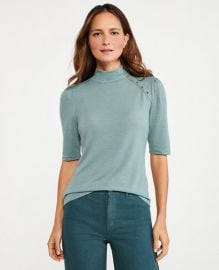 Button Mock Neck Top at Ann Taylor