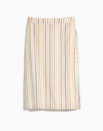 Button Slit Midi Skirt in Flecked Rainbow Stripe at Madewell