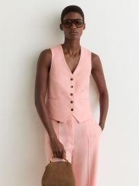 Button-Through Tailored Waistcoat in Pink - Size US 0 at Reiss