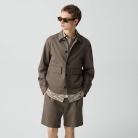 Button-Up Jacket in Moonsoft Cotton Mens Outerwear at Theory