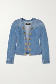 Button-embellished denim jacket at Net a Porter