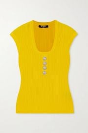 Button-embellished ribbed-knit top at Net a Porter