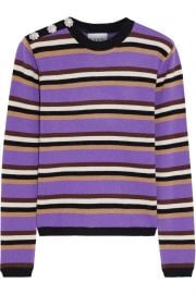 Button-embellished striped cashmere sweater at The Outnet