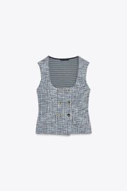 Buttoned Jacquard Textured Top at Zara