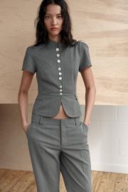 Buttoned Pinstripe Top at Zara