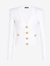 Buttoned cropped knitted cardigan white - Women BALMAIN at Balmain