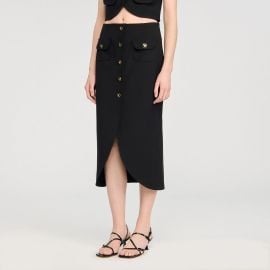 Buttoned midi skirt black gray For Women Paris at Sandro