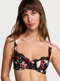Buy ATELIER Victoriax27s Secret Satin Lace Trim Lightly Lined Balconette Bra Black Roses - Order Bras online - Victoriax27s Secret US at Victorias Secret