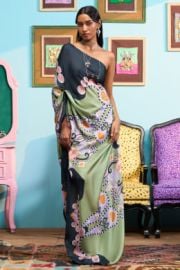 Buy Black print embroidered one-shoulder gown by Papa Don039t Preach at Aashni and Co at Aashini + Co