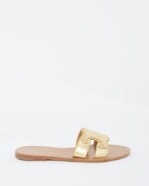 Buy Celine Gold Leather Triomphe Flat Mule Sandals - 39 - Authenticated Pre-Owned RETYCHE at Retyche