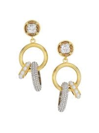 Buy DEMARSON Gemma 12K Goldplated Swarovski Crystal amp Faux Pearl Charm Drop-Hoop Earrings up to 70 Off at Saks Fifth Avenue