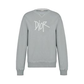 Buy Dior x Shawn Stussy Bee Garment-Dyed Sweatshirt \'Grey\' - 033J604B0531 C800 | GOAT at GOAT