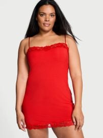 Buy Modal Soft amp Lace Trim Straight-Neck Slip Dress Lipstick - Order Slips online - Victoriax27s Secret US at Victorias Secret