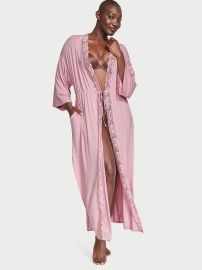 Buy Modal amp Lace Trim High-Slit Maxi Robe - Order Robes online 1123559900 at Victorias Secret